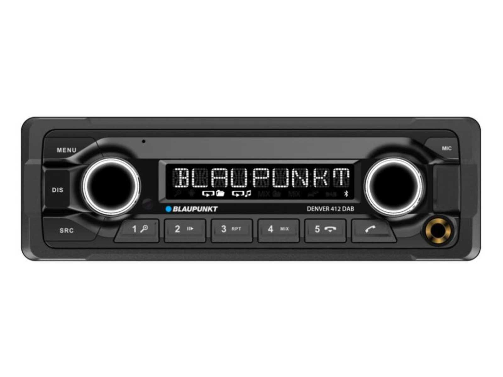 Blaupunkt Denver 412 DAB, 12 V, DAB+/FM, Bluetooth, 1-DIN Autoradio (RDS, AM/FM Radio, Animiertes Display, Freisprecheinrichtung, 1 DIN)