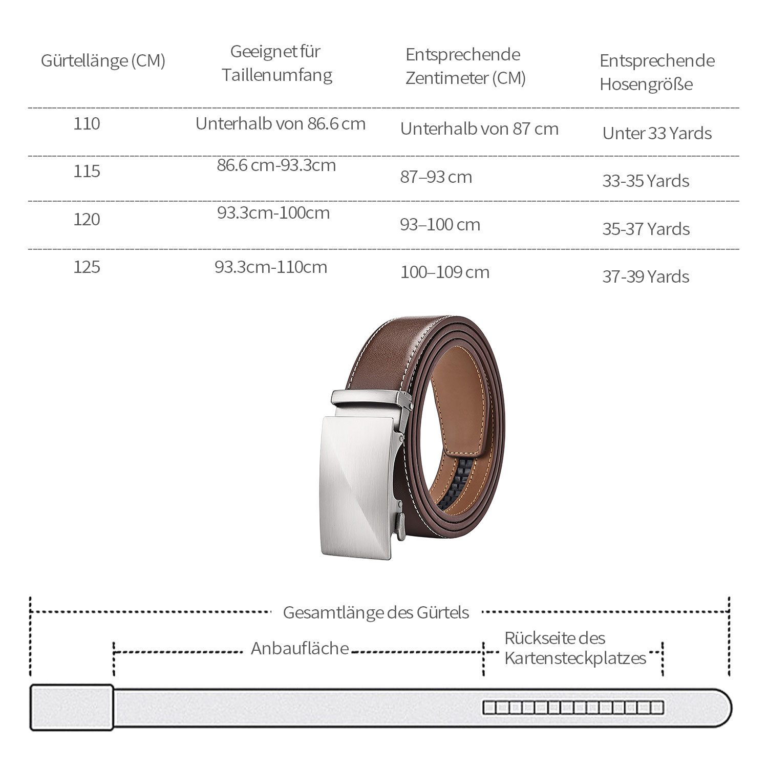 Refttenw Ledergürtel Herrengürtel,Schiebegürtel,formelle Gürtel, Geschenkbo günstig online kaufen