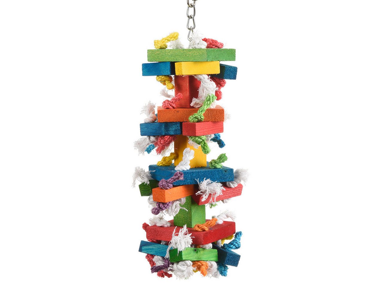 Happy Bird Vogelspielplatz Papageienspielzeug Big Wood, Holzspielzeug für Papageien, ca. 14cm x 14cm x 45cm