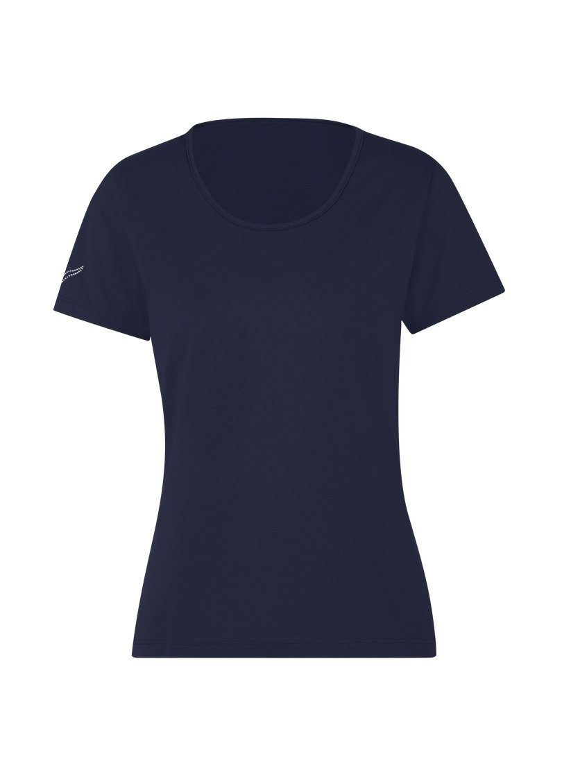 Trigema T-Shirt TRIGEMA T-Shirt DELUXE Baumwolle mit Kristallsteinen navy