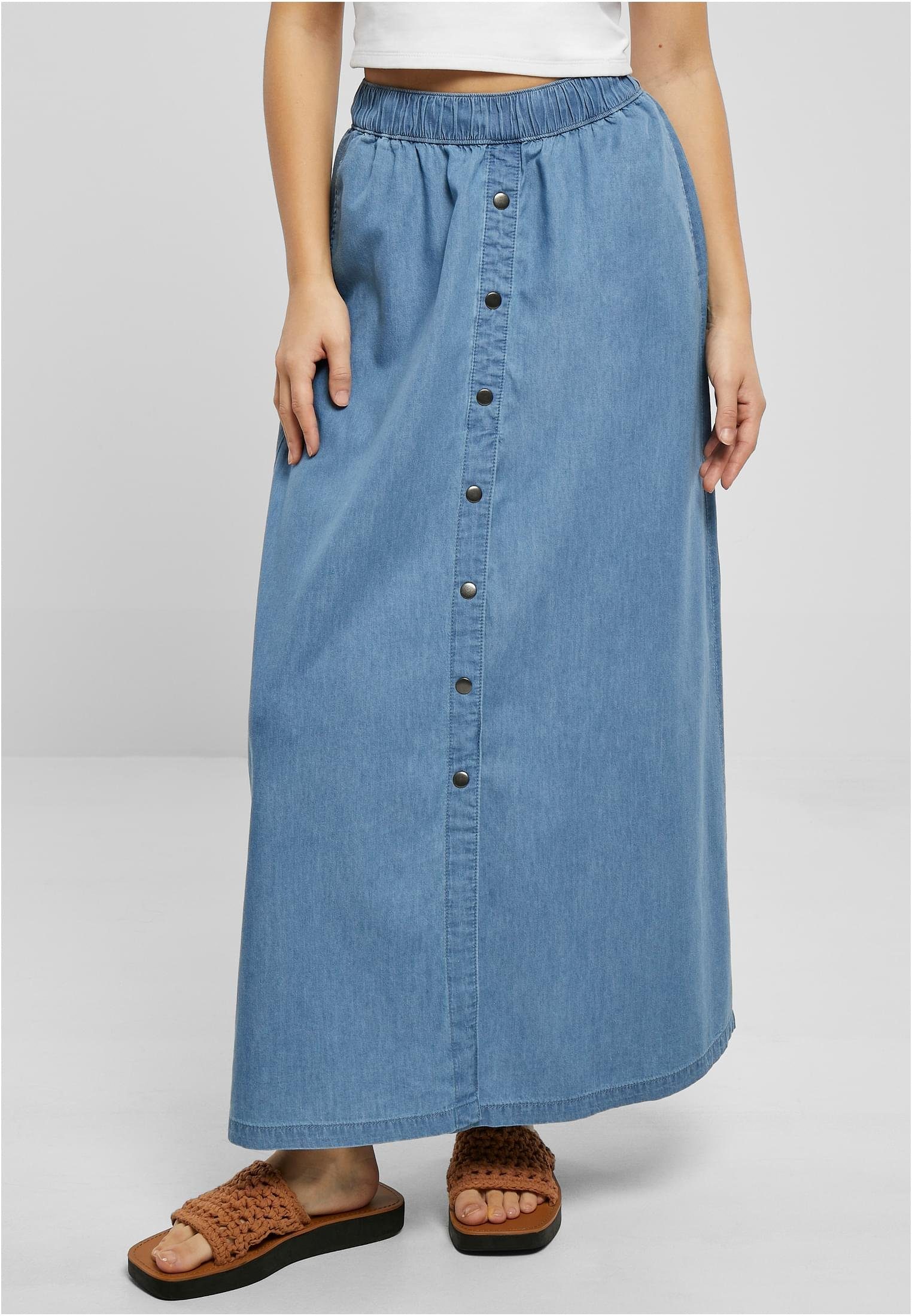 Ladies Light Verarbeitung Damen CLASSICS Skirt hohe (1-tlg), Wide Long Denim Qualitativ URBAN Jerseyrock