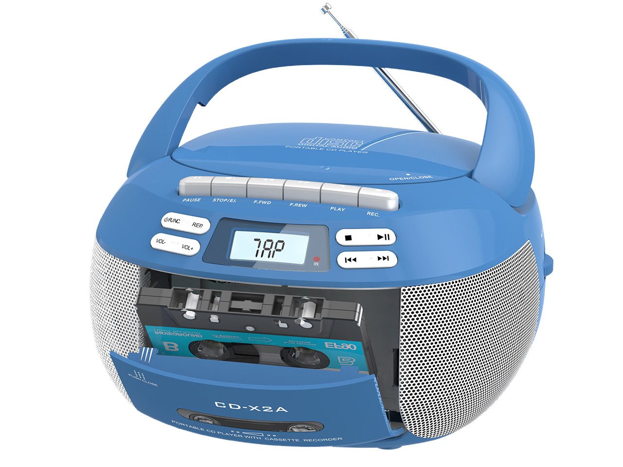 Greadio X2A Tragbarer CD-Player Kassettenrekorder mit Bluetooth FM Radio, blau tragbarer CD-Player (Bluetooth) – Bild 3 von 5