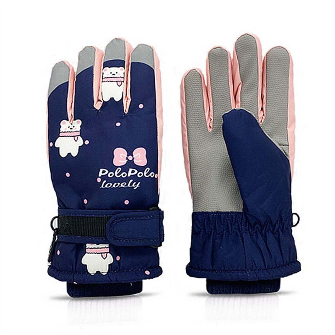 DÖRÖY Skihandschuhe für Kinder, Winter-Skihandschuhe für 6-12 Jahre blau Handschuhe warme