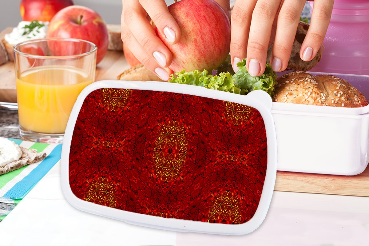 Jungs Rot, - Kinder Brotbox Brotdose, Abstrakt Muster für Lunchbox und Kunststoff, Mädchen MuchoWow weiß und für Erwachsene, (2-tlg), -
