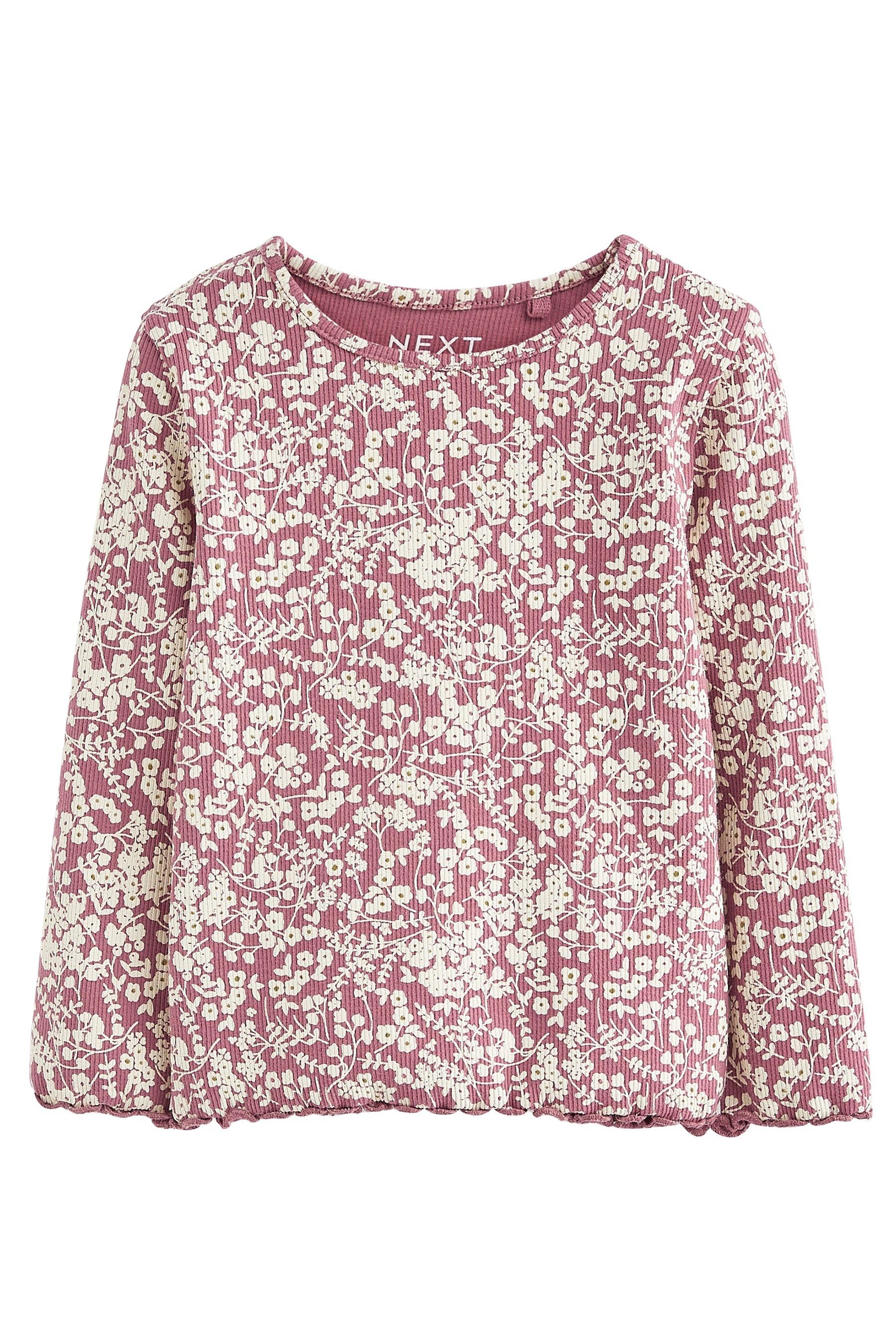 Next Langarmshirt Langärmelige, gerippte Jerseytops im 5er-Pack (5-tlg)