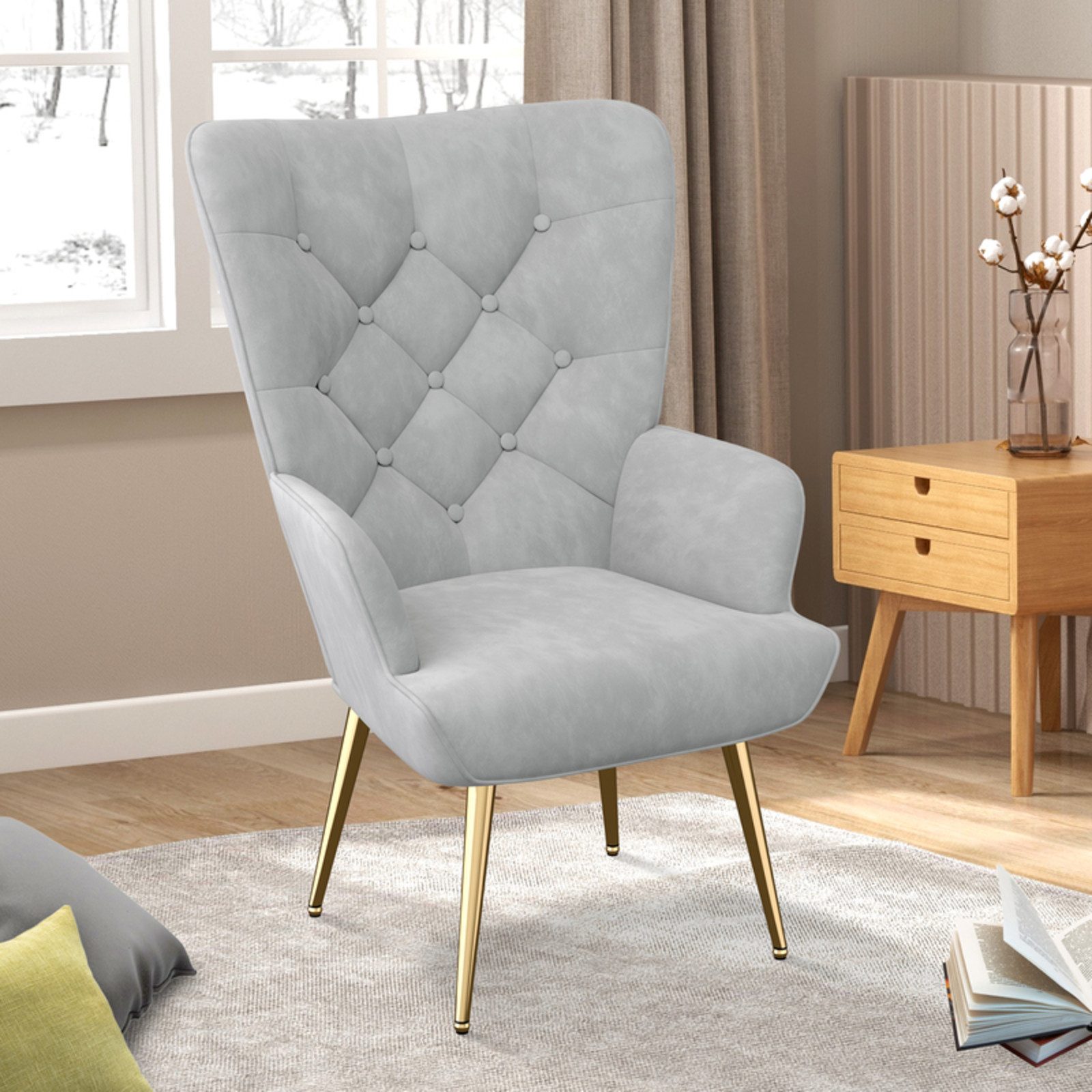 HawthyHome Polsterstuhl Eleganter Polstersessel, Schminktisch Stuhl mit Met günstig online kaufen