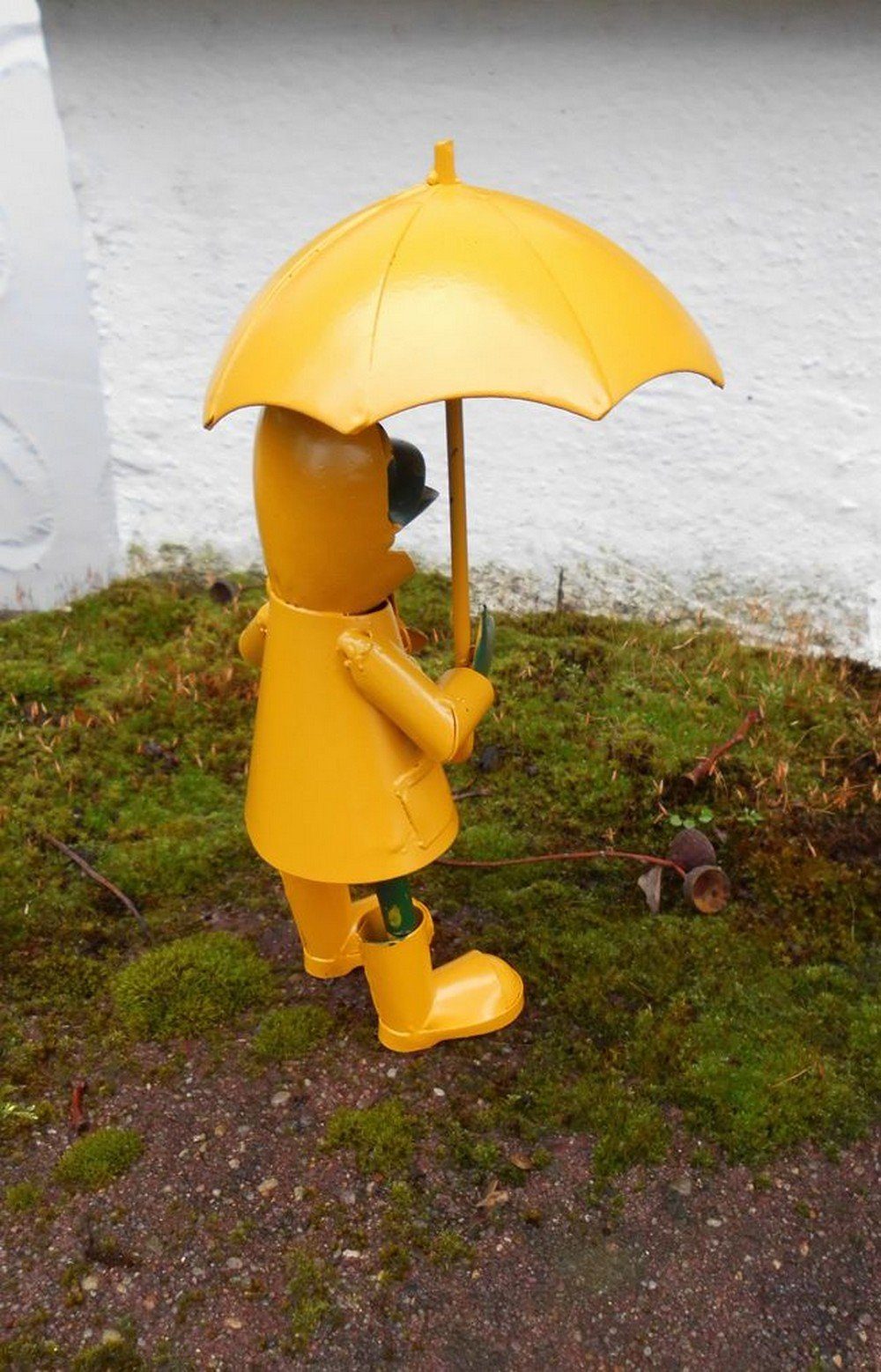 Frosch Dekofigur Schirm (1 Regendress 18,5 cm St) Eisen im Gartendekoration mit Deko-Impression gelb