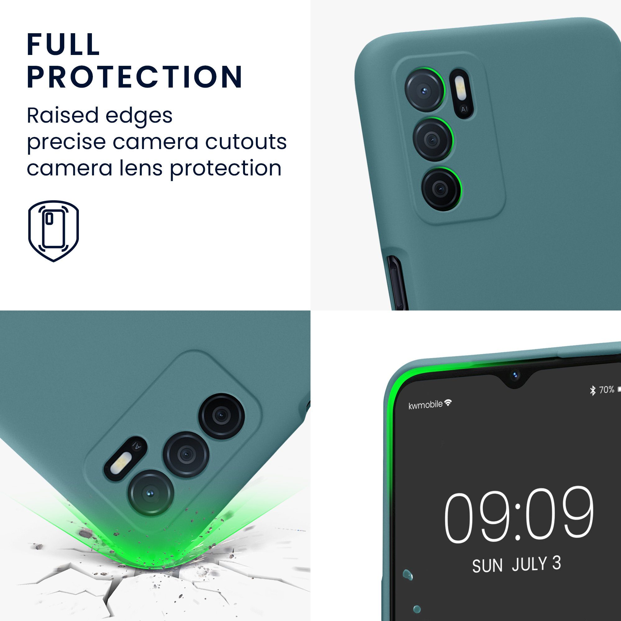 kwmobile Handyhülle Slim Case für Oppo A16 / A16s / A54s, Hülle Silikon Handy - Handyhülle gummiert