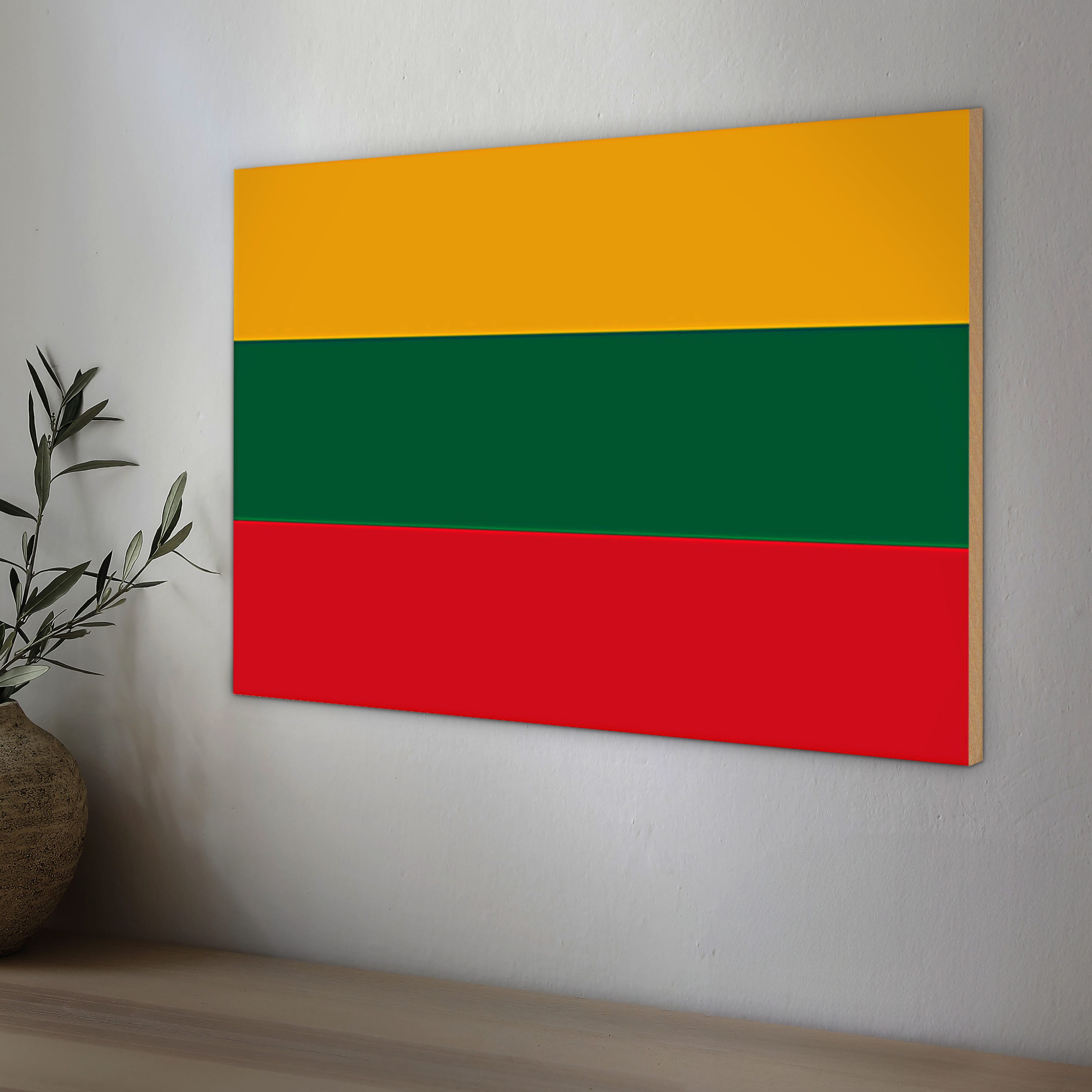 Roomando Holzbild Holzschild Flagge Litauen 30x20cm Flag of Lithuania