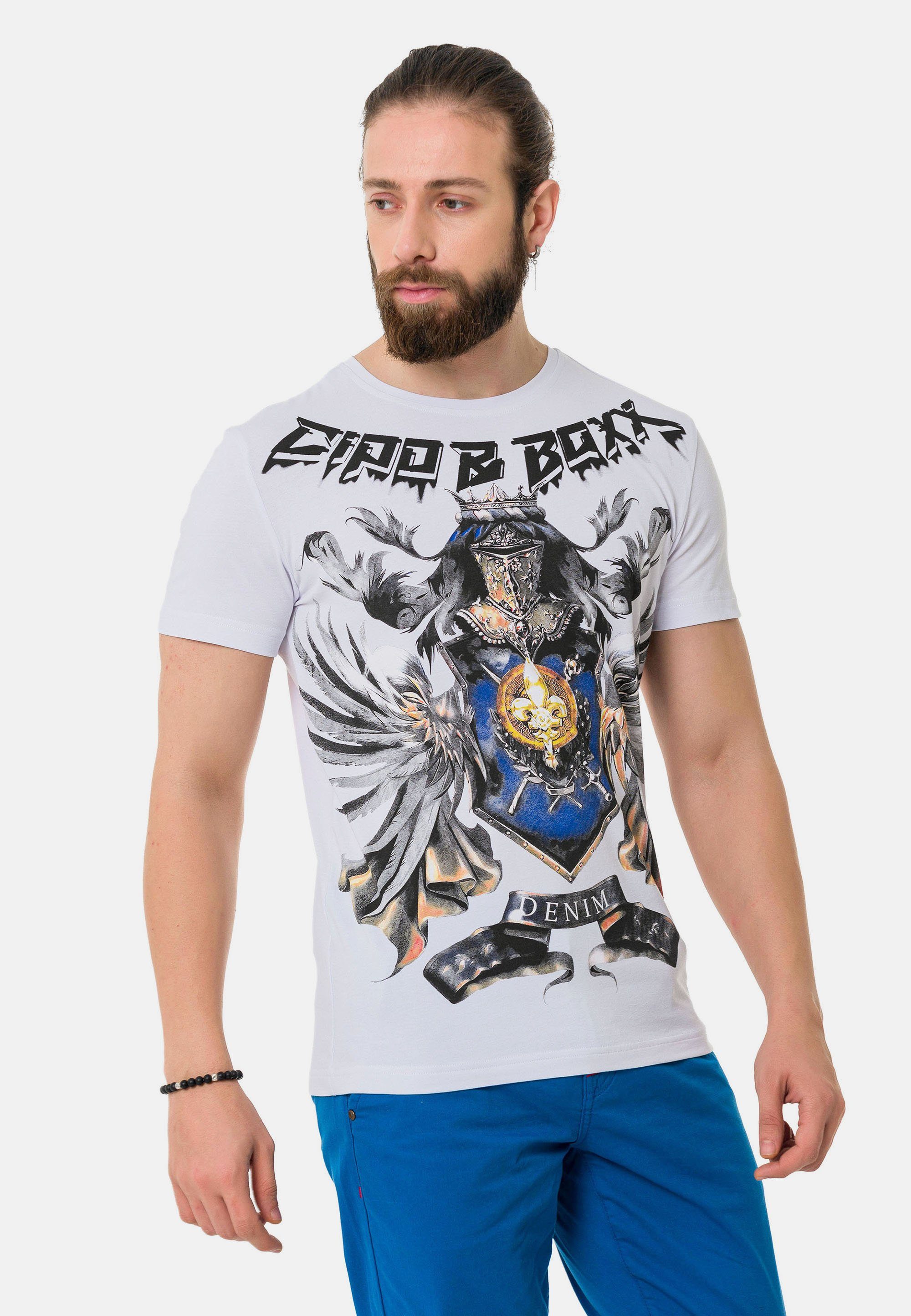 weiß mit Cipo Markenprint Baxx T-Shirt & coolem