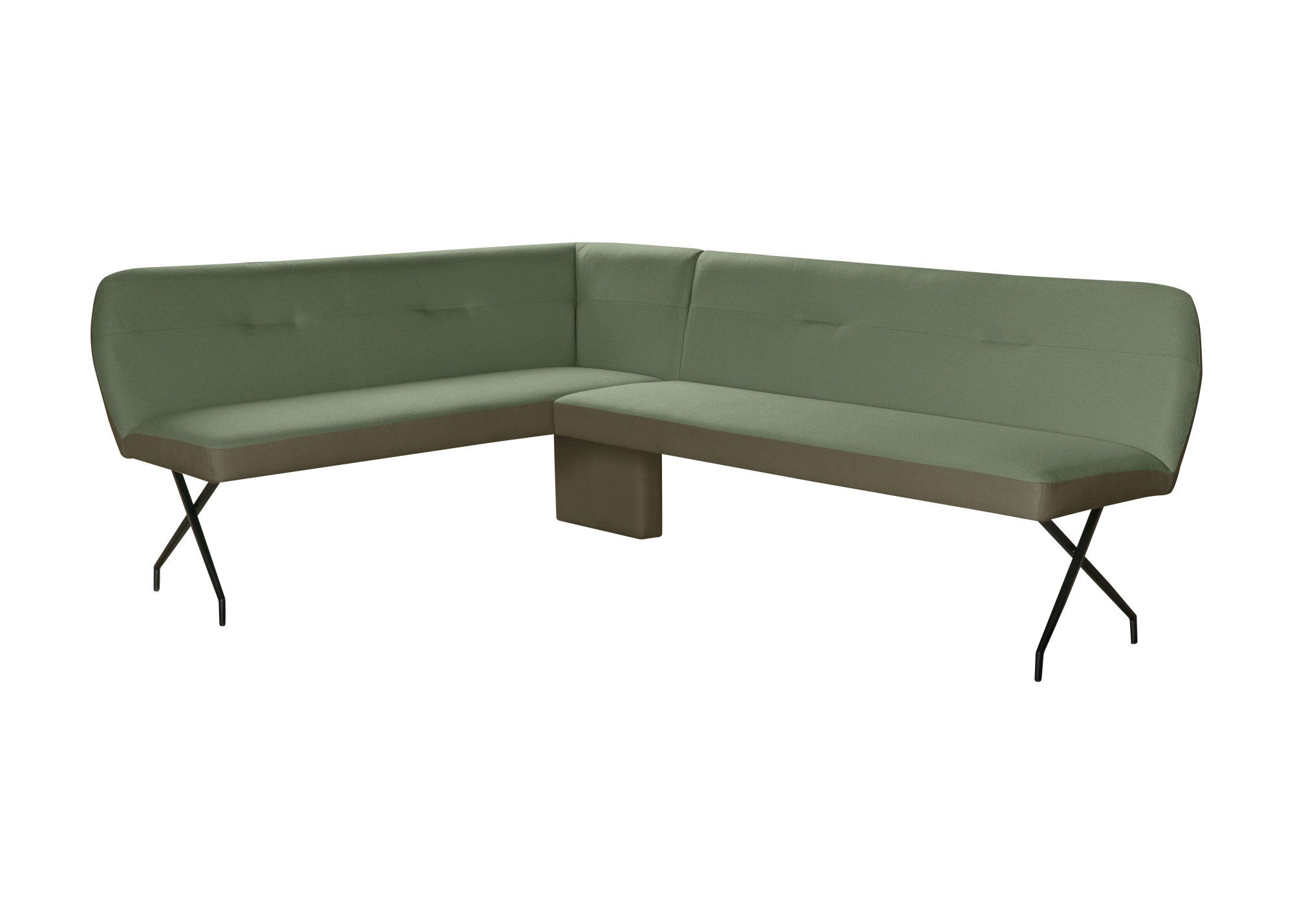 Home affaire Eckbank Bruna Esszimmerbank, Bank, Küchenbank, Polsterbank, Mattschwarzes Metallgestell, 2-Stoff-Design, Wellenfederung im Sitz