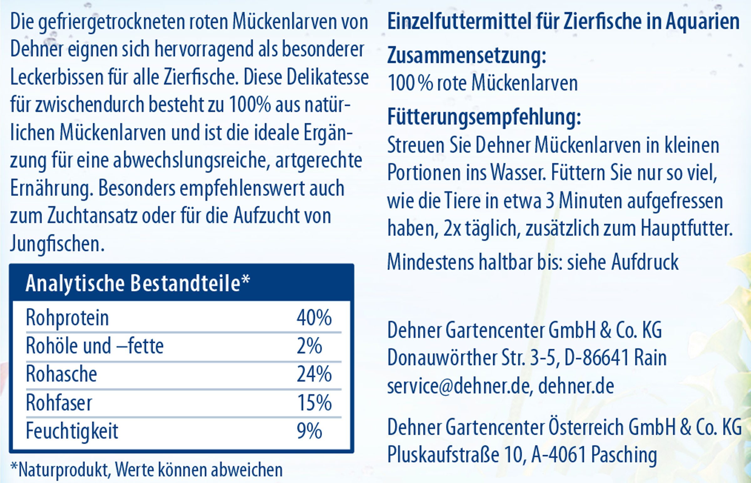 Dehner Rote Mückenlarven gefriergetrocknet, Fischsnack für Zierfischer, 20 g, Snack für: Zierfische, auch geeignet für Jungfische