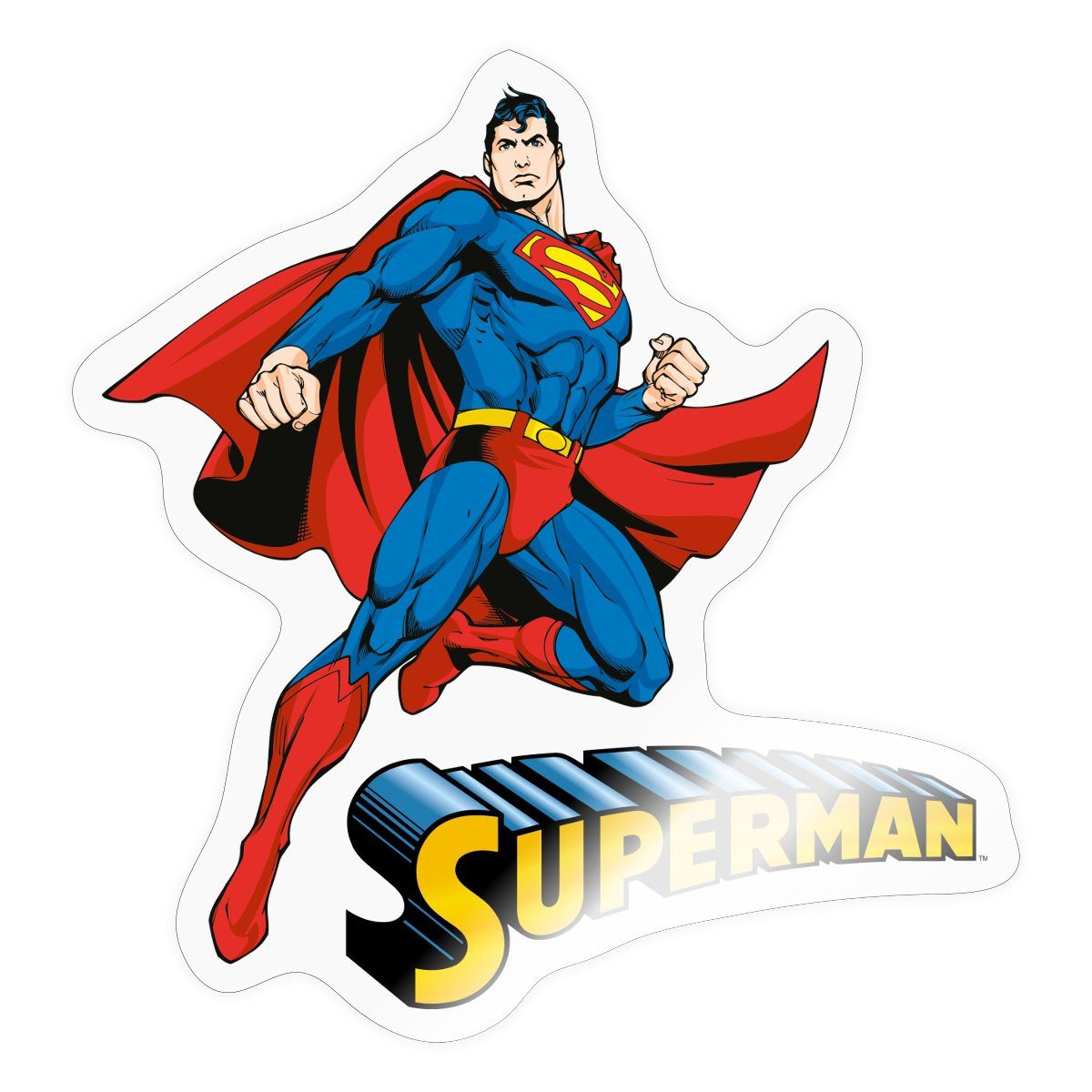 Spreadshirt Aufkleber DC Comics Superman Pose + Schriftzug Sticker Aufkleber