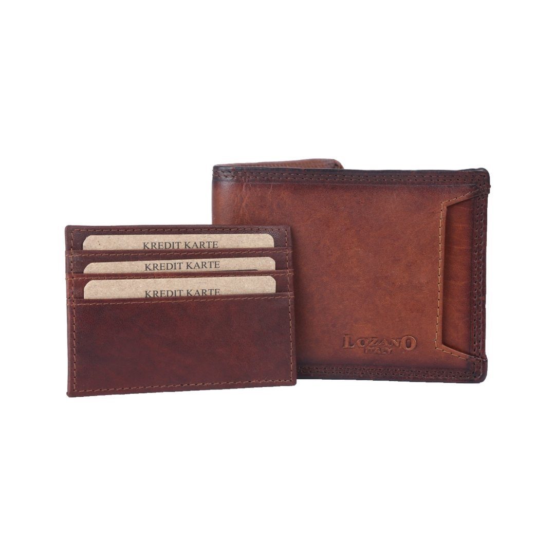 SHG RFID mit Brieftasche Büffelleder Lederbörse Portemonnaie, Geldbörse Männerbörse Leder Herren Münzfach Börse Schutz