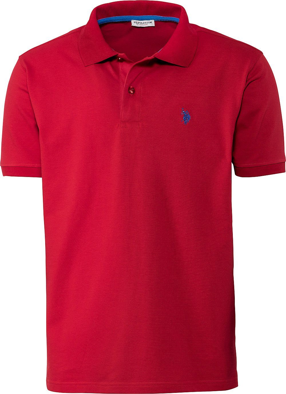 U.S. Polo Assn Poloshirt schöne Piqué-Struktur und Logo-Stick im Kontrastton rot
