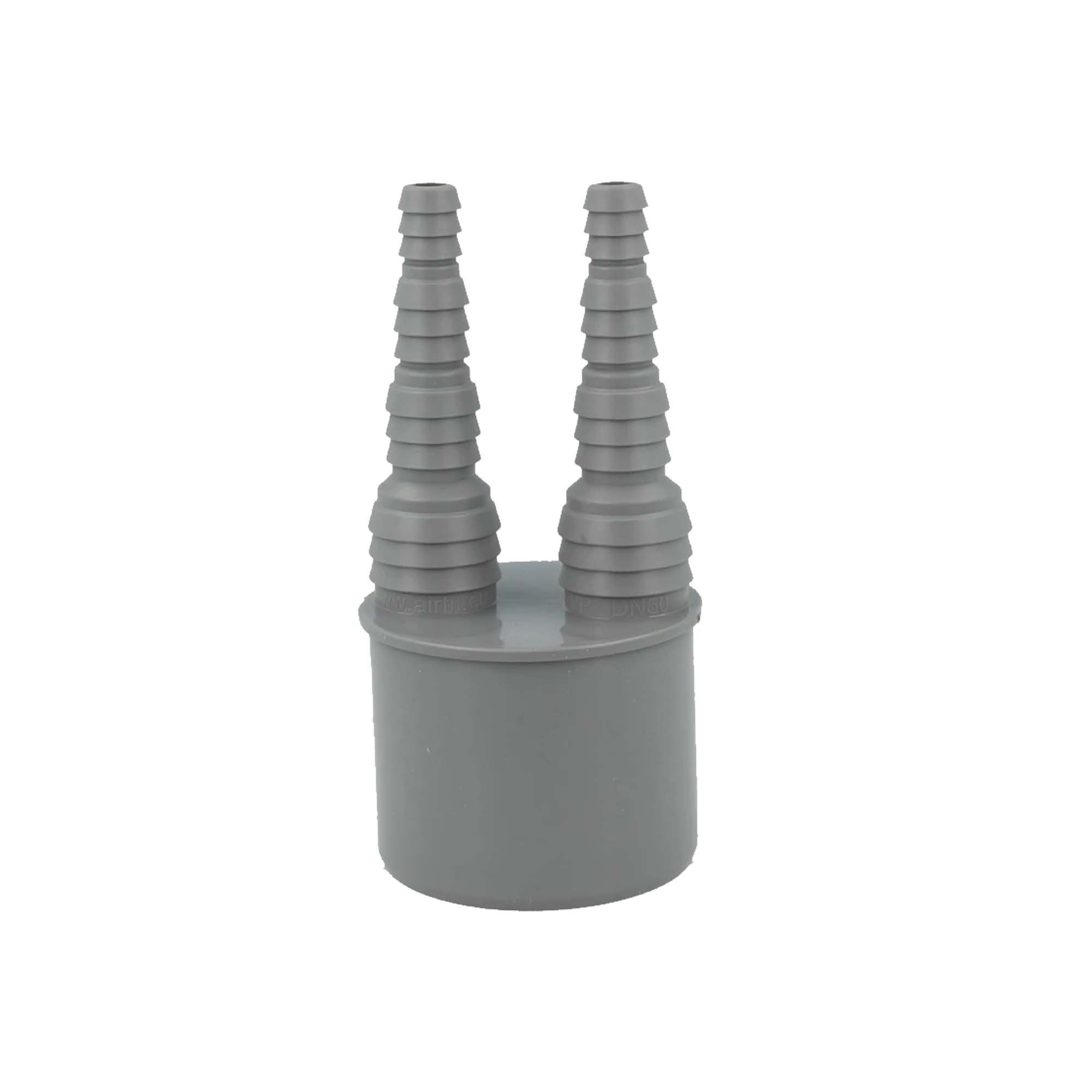 Airfit GmbH & Co. KG Ablaufrohr Doppel-Schlauchnippel DN 50 für Schlauch von 8 bis 19 mm - KS-grau