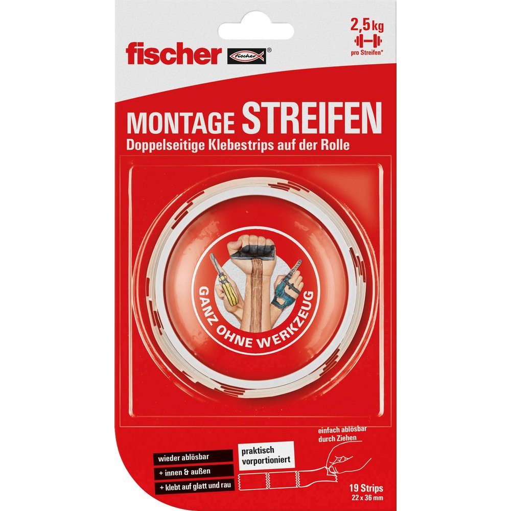Klebeband Fischer 545956 Doppelseitige Klebepads 19 St.
