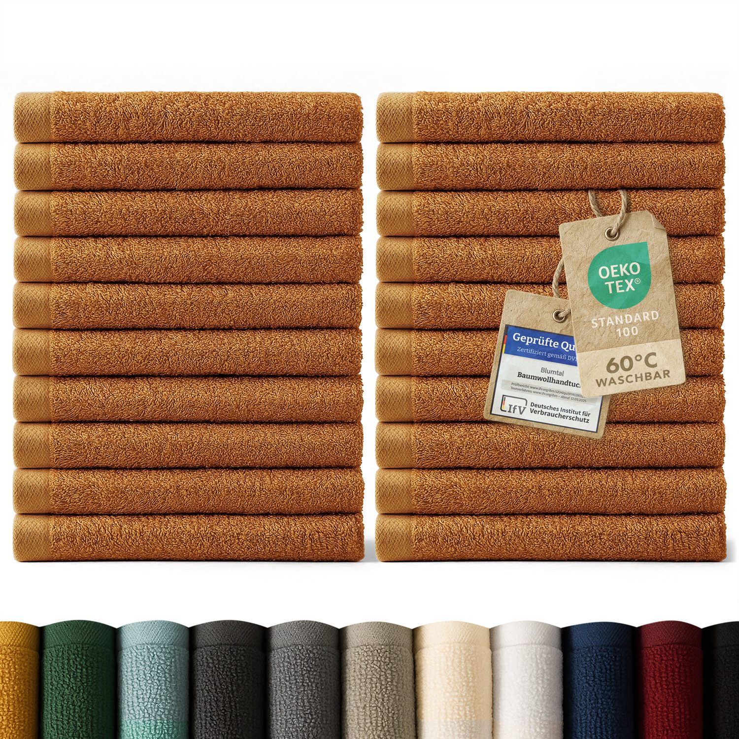 Blumtal Gästehandtücher Premium 30x30cm oder 30x50cm weich und saugstark, Frottee (24-St), 10er (30x50cm), 12er und 24er Set (30x30cm), 100% Baumwolle