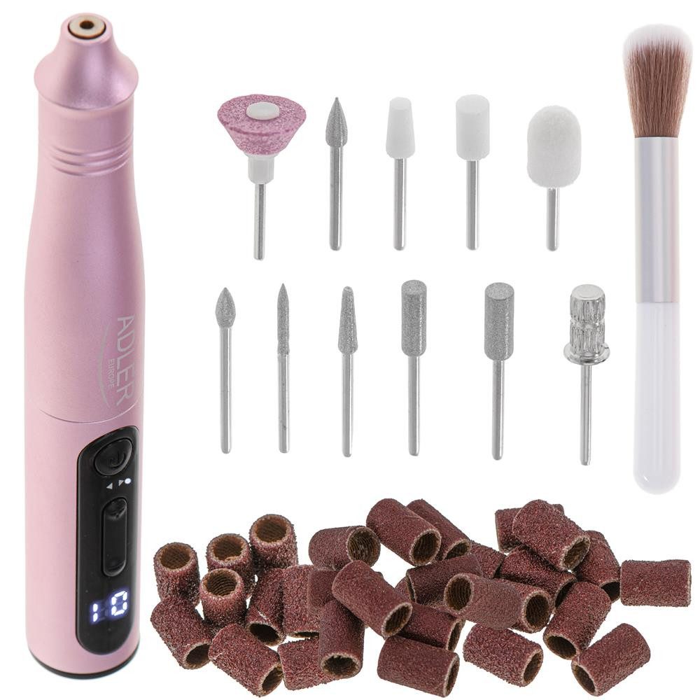 Adler Maniküre-Pediküre-Set AD 2181, elektrischer Nagelfräser, Maniküre Pediküre Set, Nagelfeile, pink