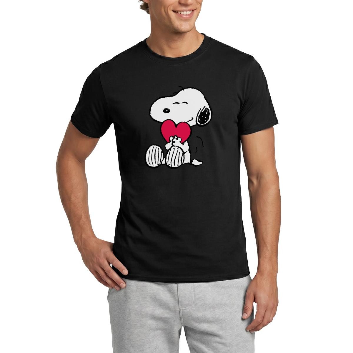 Spreadshirt T-Shirt Peanuts Snoopy Herz Love Geschenk Männer T-Shirt (1-tlg)