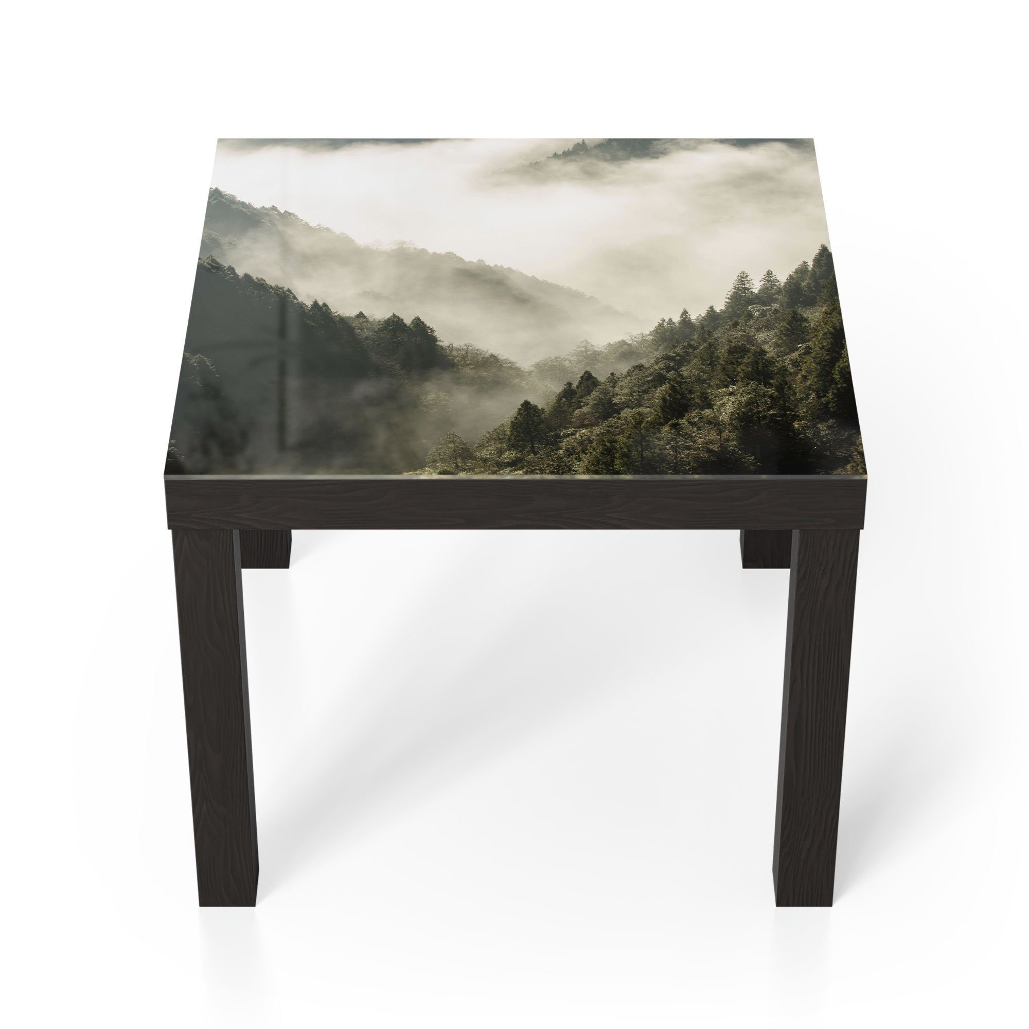 DEQORI Couchtisch 'Nebel in den Bergen', Glas Beistelltisch Glastisch modern Schwarz