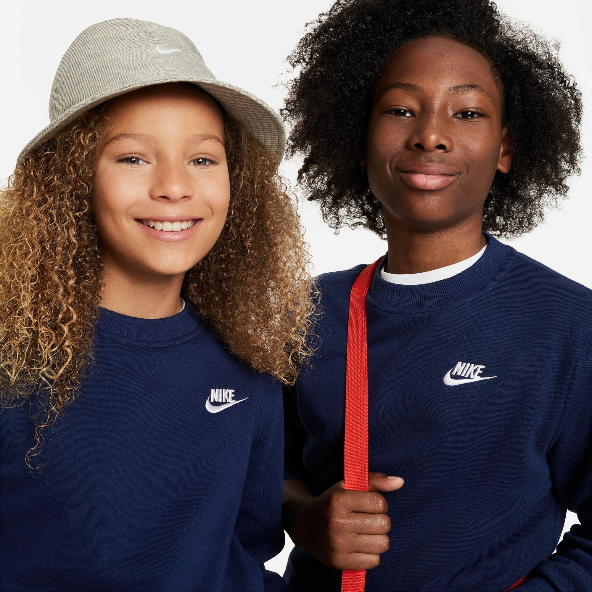 MIDNIGHT SWEATSHIRT BIG Nike NAVY/WHITE CLUB Sweatshirt FLEECE Sportswear KIDS'