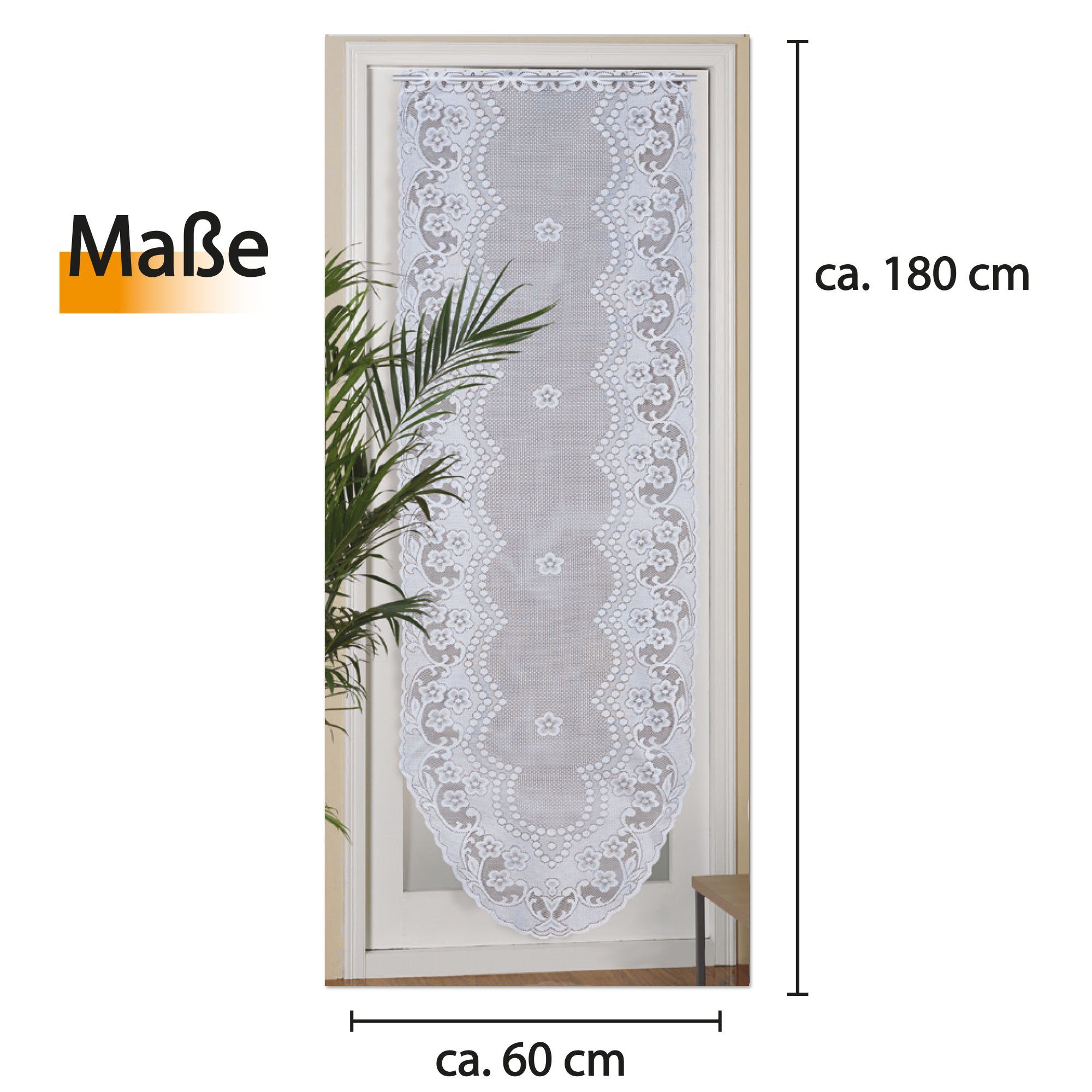 Arsvita Panneaux Blumen Mona mit Stickerei, Schlaufen, transparent, Türpanneaux 180x60cm Stangendurchzug, Voile Kurzgardine Bistrogardine – Bild 5 von 5