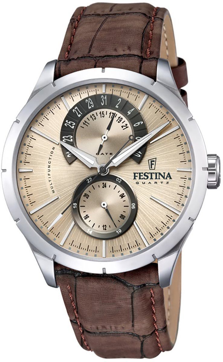 Festina Multifunktionsuhr »UF16573/X Festina Herren Uhr Elegant F16573/X«,  Herren Armbanduhr rund, Lederarmband schwarz online kaufen | OTTO