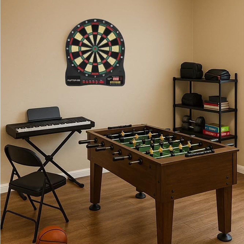 Carromco Wurfscheibe Dartscheibe elektronisch RAPTOR-301 – Darts, Dart Spiel, 32 Spiele & 570 Variationen