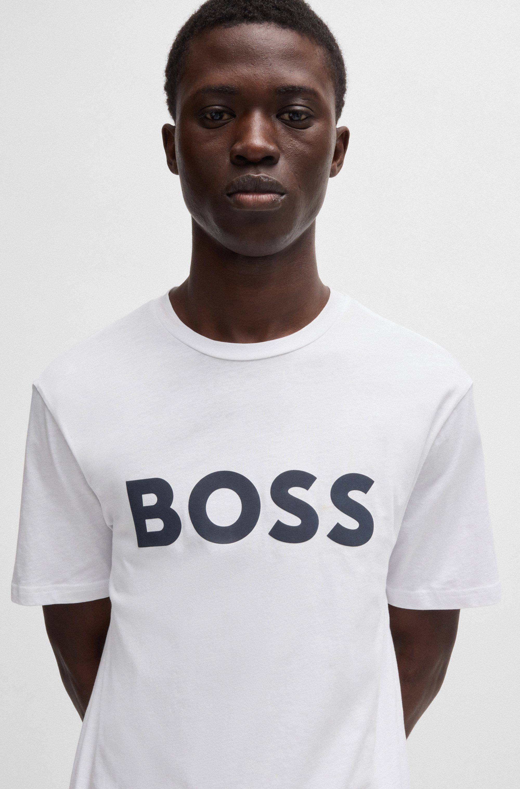 BOSS ORANGE T-Shirt Thinking mit großem BOSS Druck auf der Brust