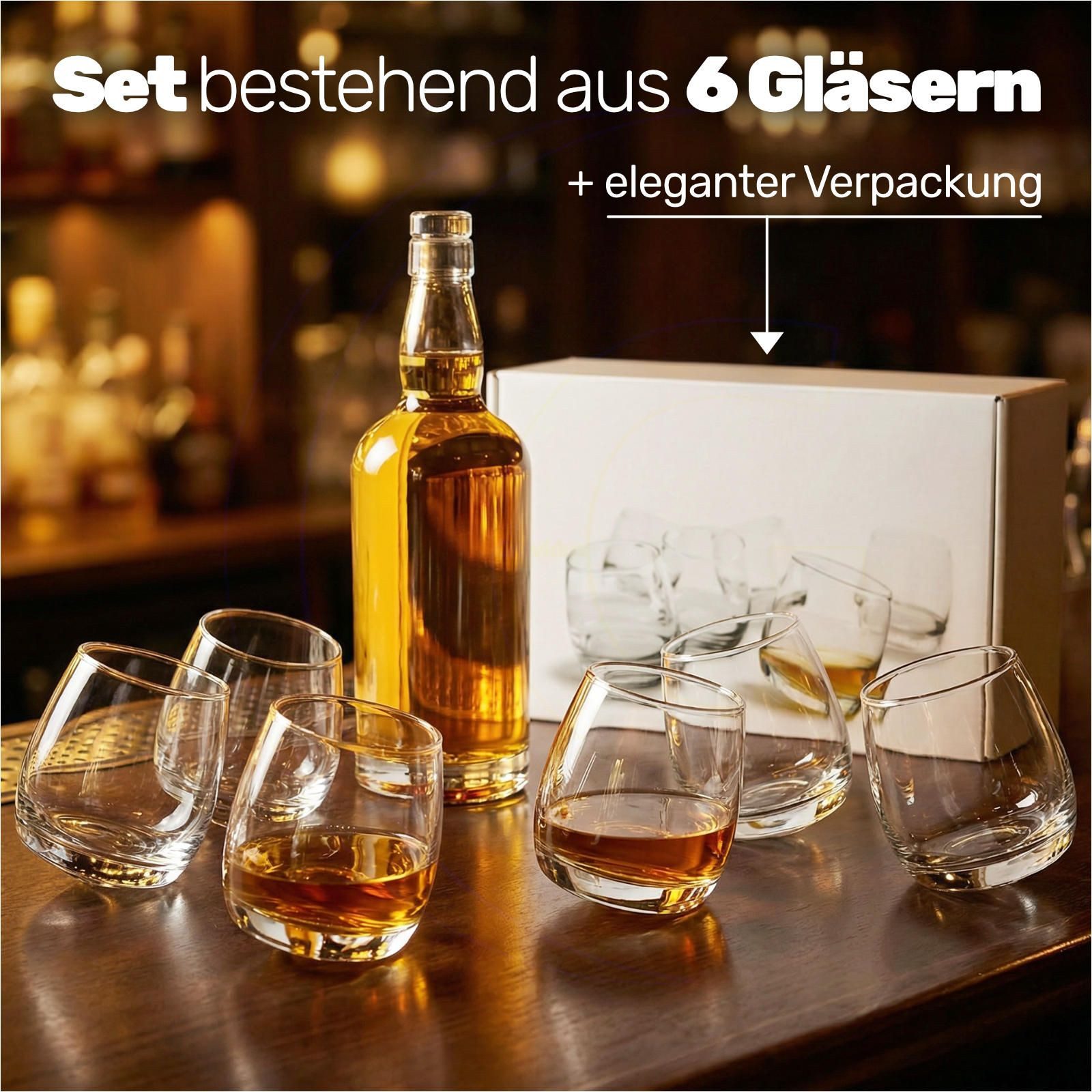 Gravidus Whiskyglas 6 x Bar Rocking Whisky Glas 200 ml