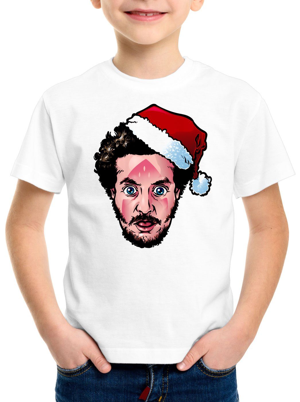 Print-Shirt allein Marv style3 T-Shirt bügeleisen kevin Kinder weiß weihnachten Bandit