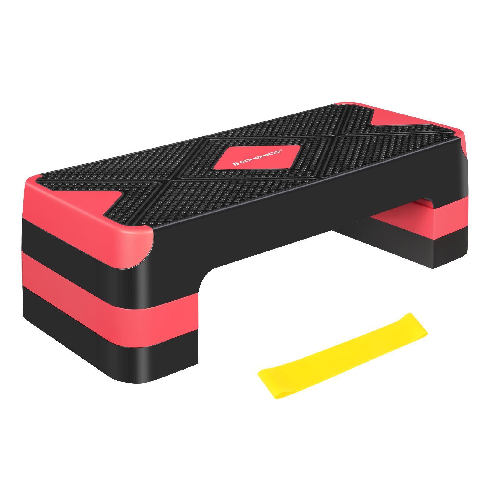 SONGMICS Stepper, Steppbrett Stepbench mit Widerstandsband höhenverstellbare