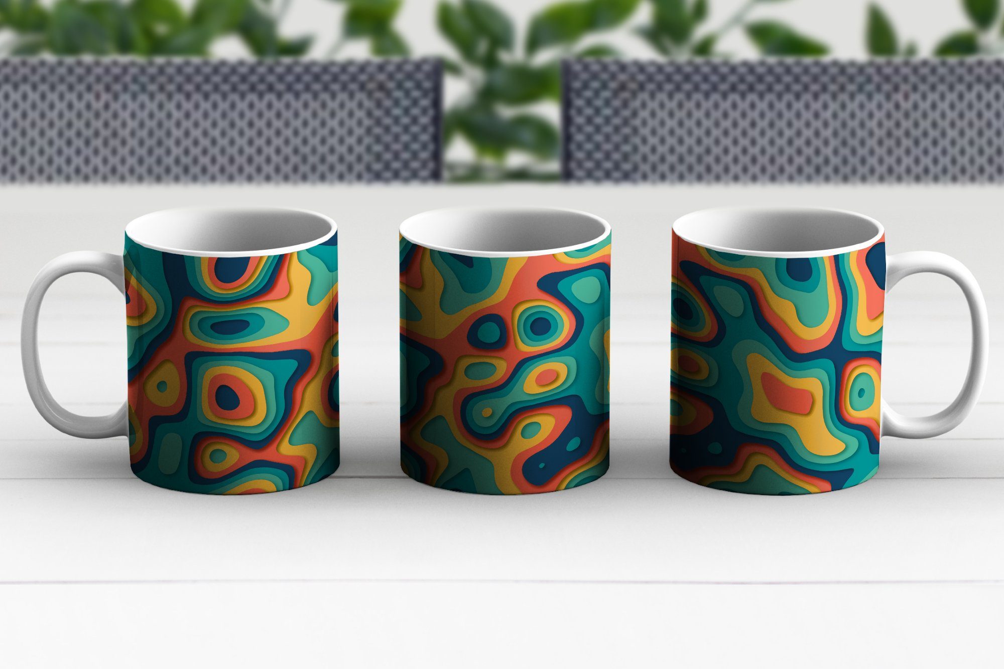 Kaffeetassen, Teetasse, Kreis MuchoWow Keramik, Becher, Muster Farben, - Tasse Geschenk - Teetasse,