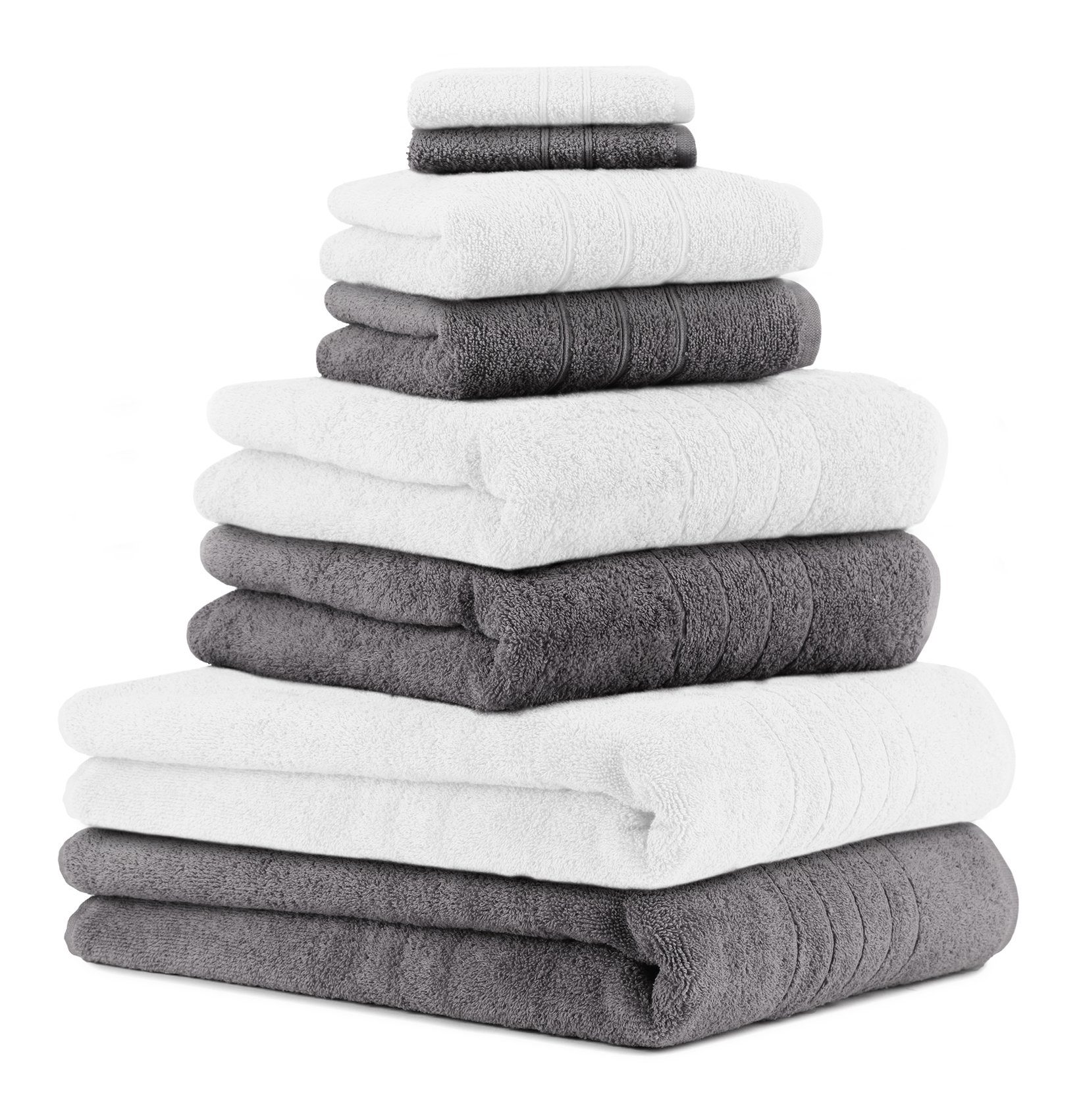 Betz Handtuch Set 8-TLG. Handtuch-Set Deluxe 100% Farbe weiß und anthrazit grau, 100% Baumwolle (Set, 8-St)