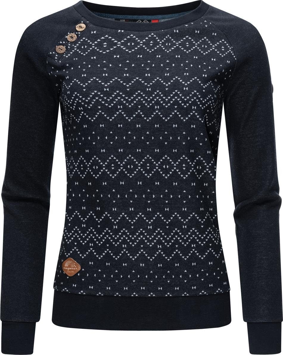 Ragwear Sweater Daria Jacquard Intl. stylisches Damen Sweatshirt Longleeve  mit Streifen