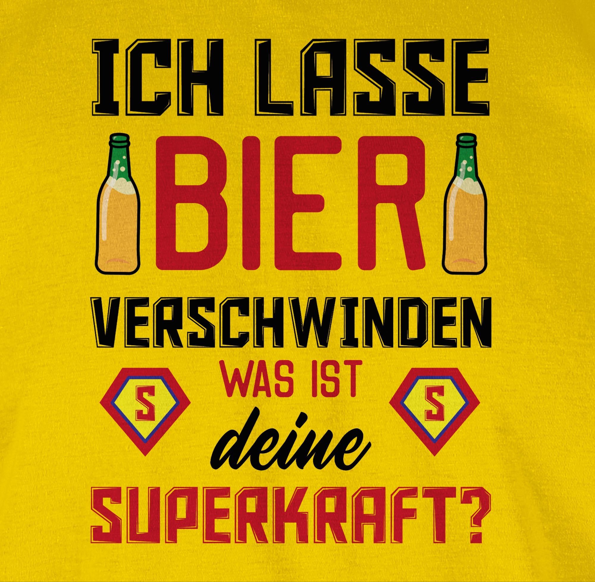 T-Shirt deine 2 verschwinden Bier Party Ich Shirtracer Gelb ist Herren Superkraft Alkohol lasse & was