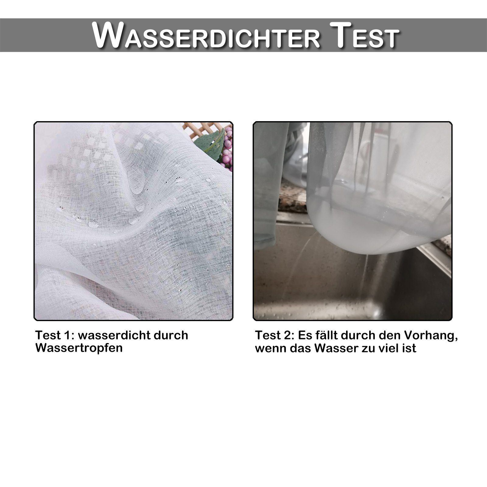 BTTO V&G Outdoorvorhang Wasserdichter Gardinen,Transparenter Balkon Vorhang mit Magic Tape (1 St), Terrassenvorhang