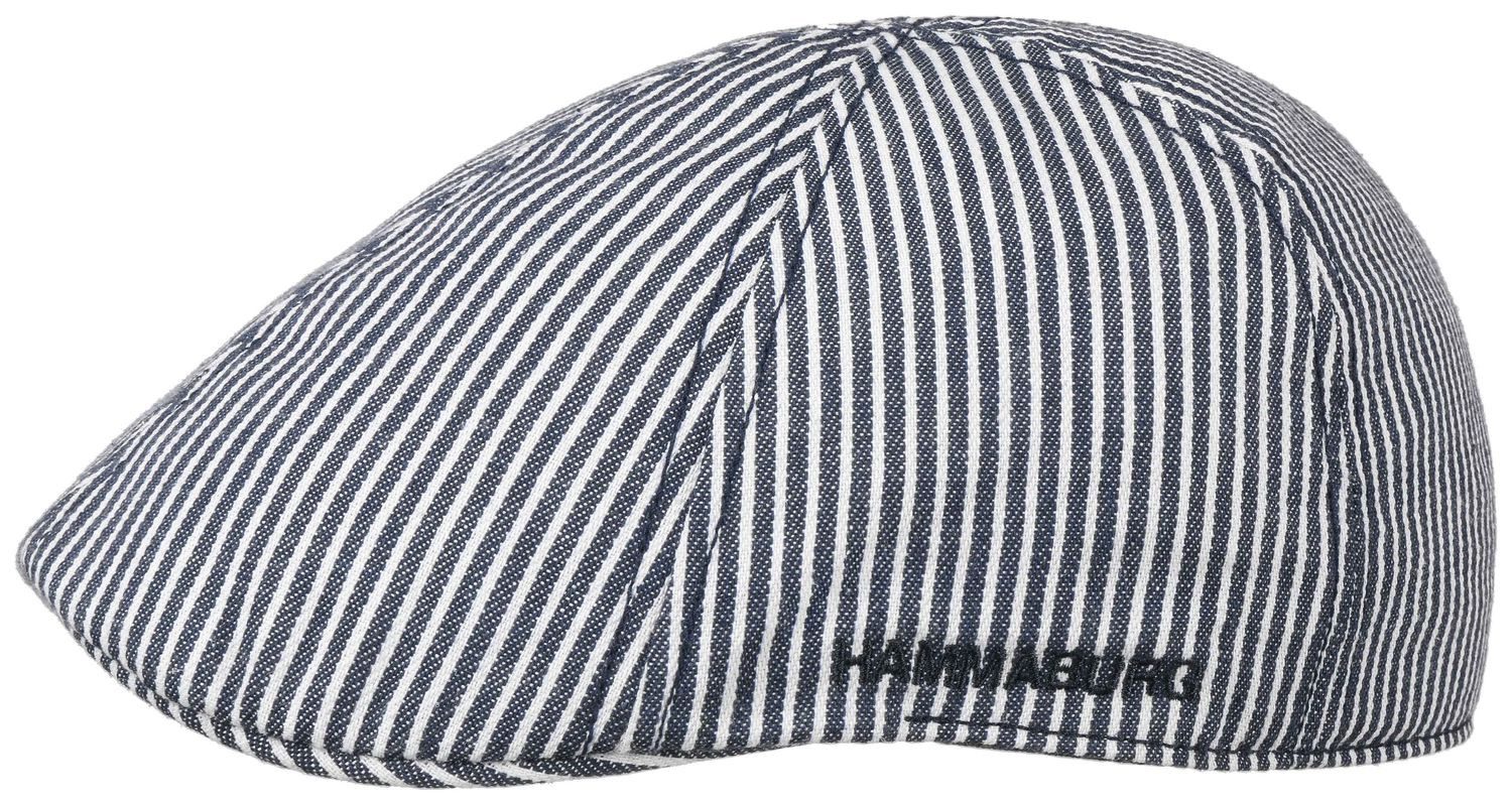 Hammaburg Schiebermütze gestreifte Duck Cap Flatcap aus reiner Baumwolle