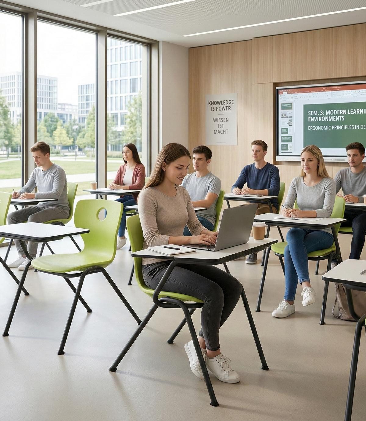 JVmoebel Besucherstuhl Ergonomischer Schulstuhl mit Schreibablage und stabilem Metallgestell, Made in Europa
