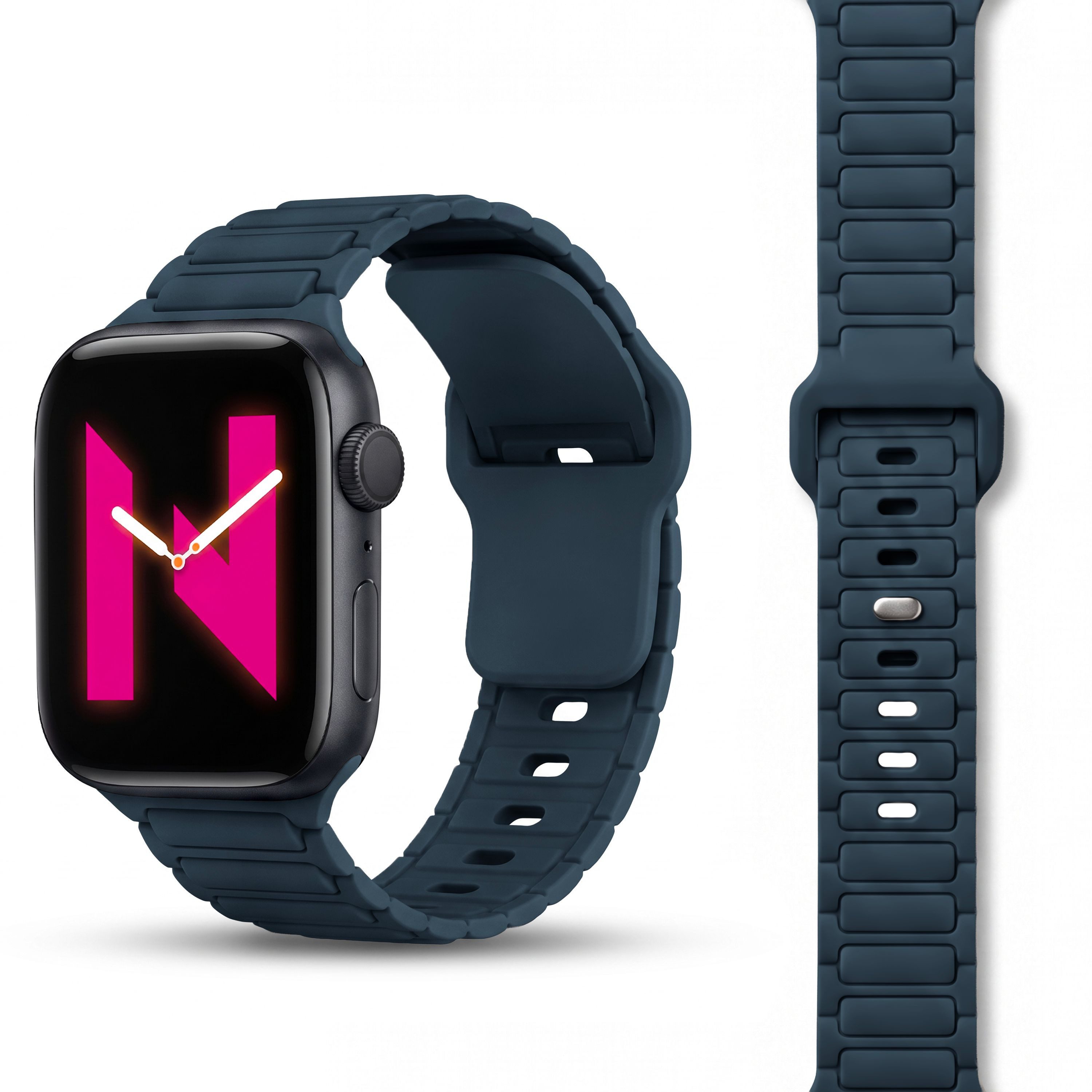 Nalia Smartwatch-Armband Apple Watch 49mm/46/45/44/42(Serie 1-3), Magnetisches Silikon Ersatzband / für Fitness Uhr / Wasserbeständig