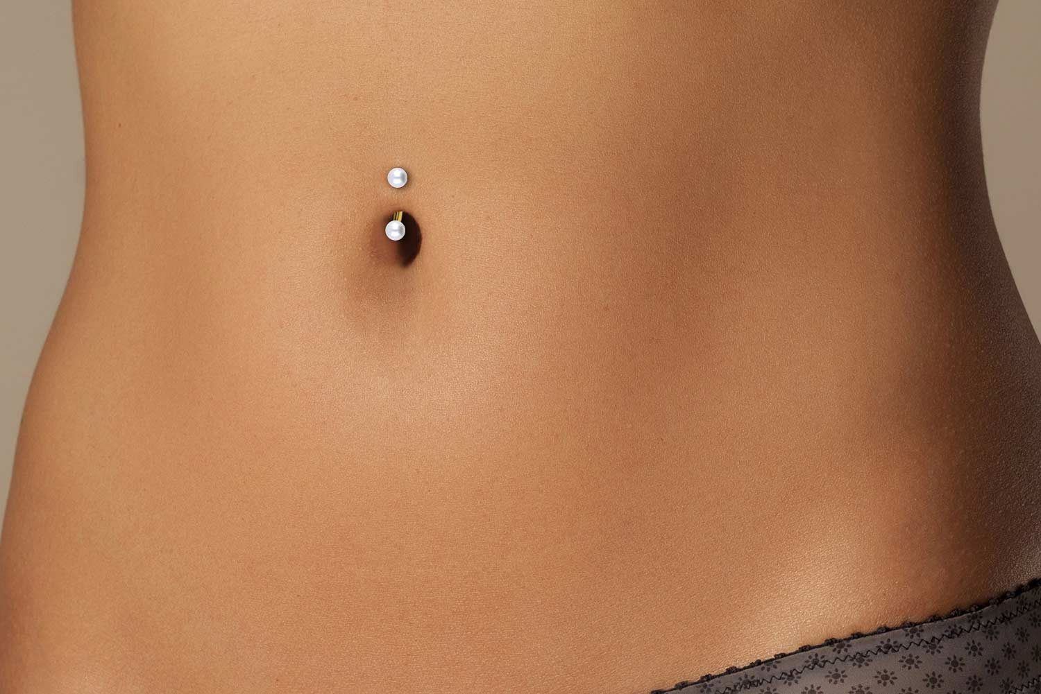 PIERCINGLINE Bauchnabelpiercing Chirurgenstahl Banane SYNTHETISCHE PERLEN (Bananen, 1-tlg)