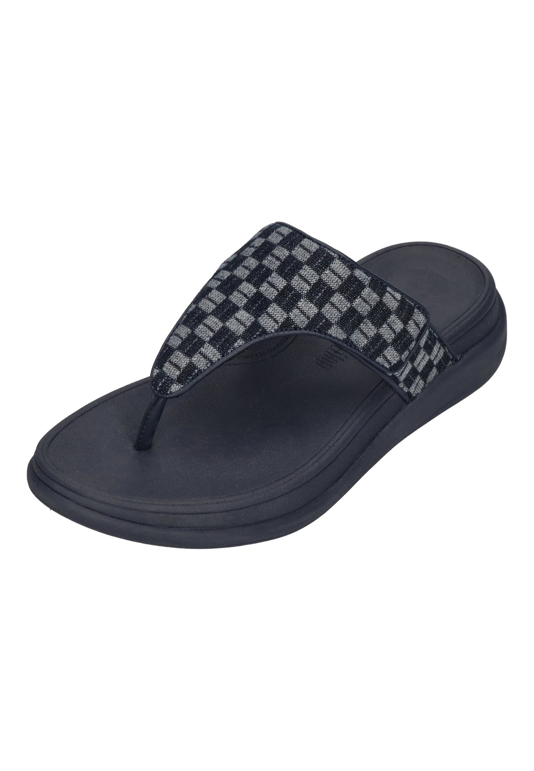 Fitflop F-MODE GO ADJ. CHECKERBOARD-DENIM TOE-POST SANDALS Zehentrenner Dark Denim
