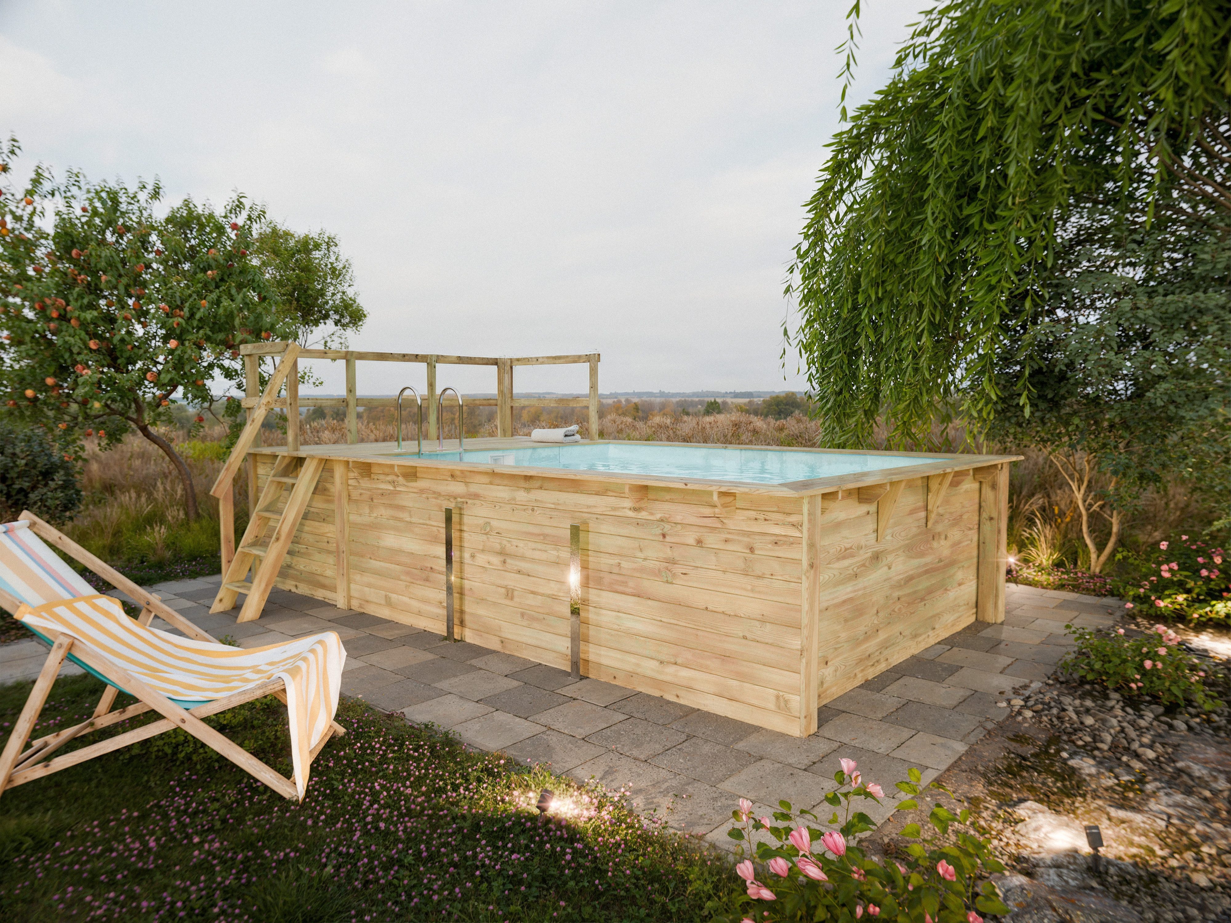 Schwimmbecken KARIBU Holzpool 44 mm