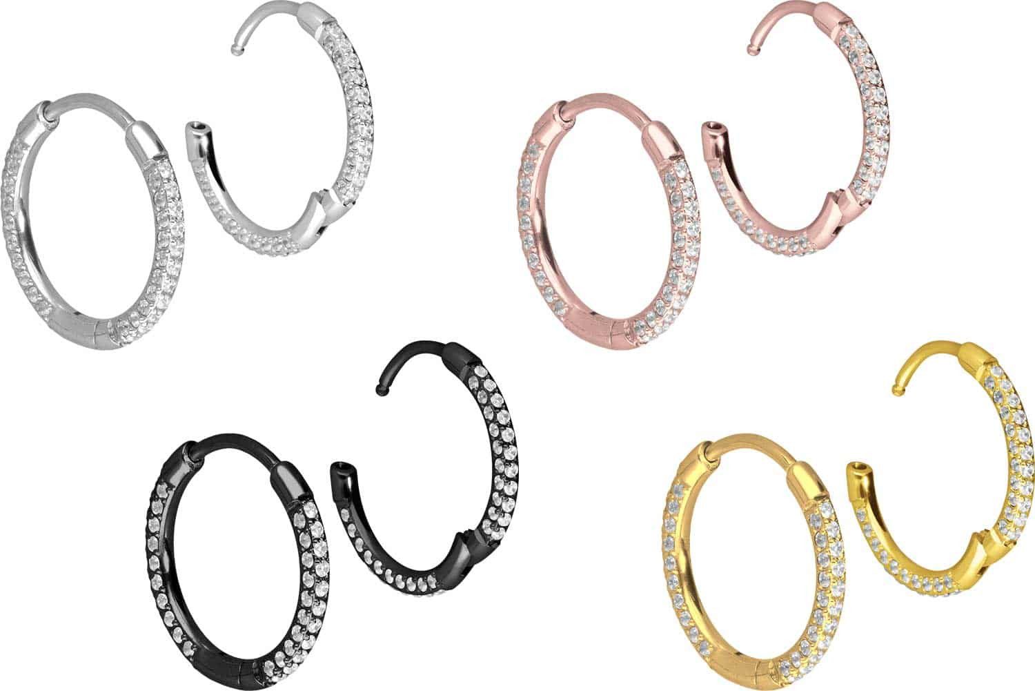 FILANGO Paar Creolen Titan Ohrclicker Creolen EINGEFASSTE KRISTALLE (Creolen, 1-tlg)