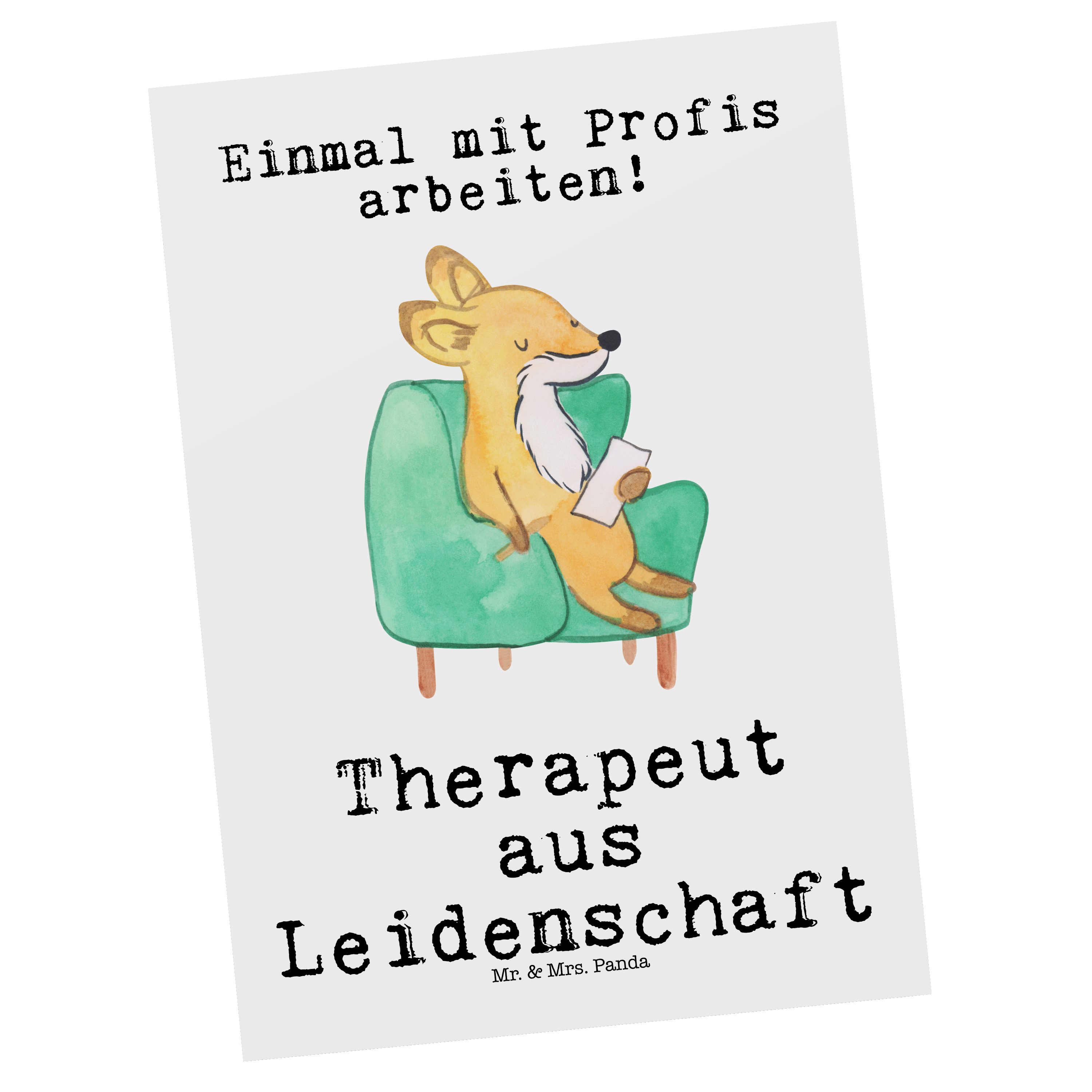 Mr. & Mrs. Panda Postkarte »Therapeut aus Leidenschaft Weiß Geschenk, Danke, Ansichtskarte