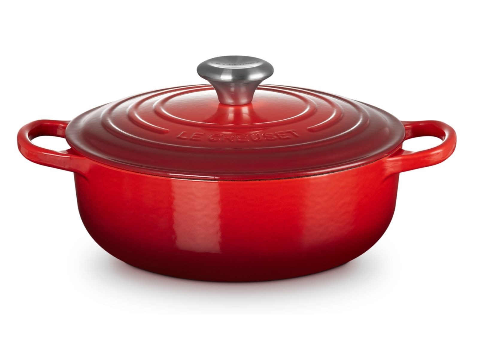 LE CREUSET Bräter Sauteuse Signature rund kirschrot 24cm, Emailliertes Gusseisen