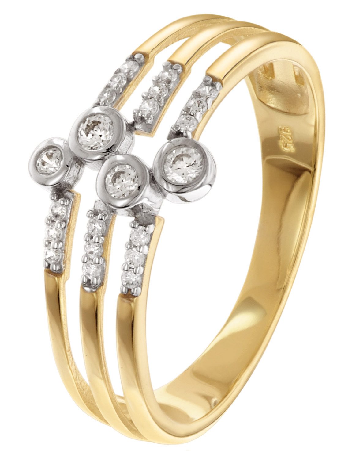 Silberring 925 Silber Vergoldet Mit Zirkonias