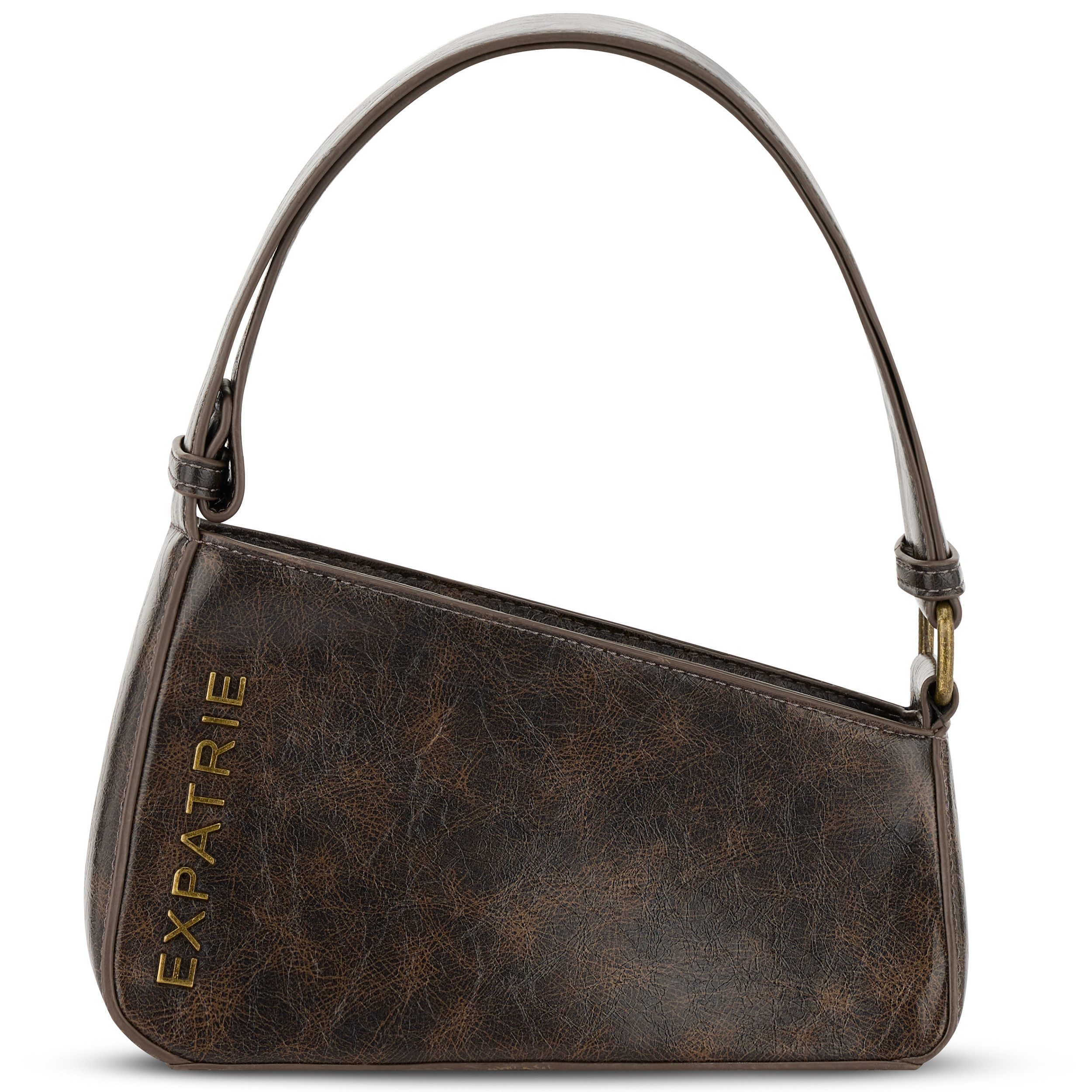 Expatrié Schultertasche Georgia Schultertasche für Damen Retro (1-tlg), Kleine Vintage Handtasche im asymmetrischen Design, wasserabweisend