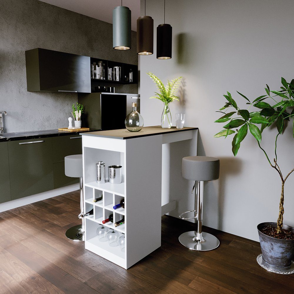 Vicco Bartisch Ross, Weiß/Anthrazit, 115 x 50 cm mit 2 Barhockern günstig online kaufen